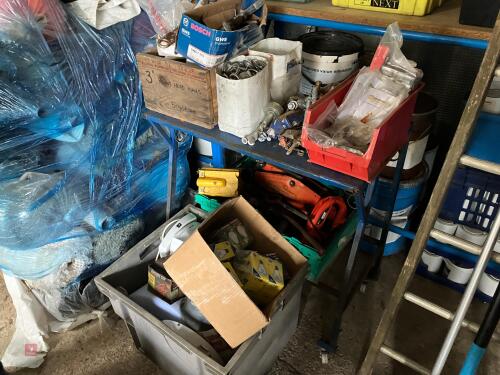 TABLE, LIGHTS, JACK NUTS & BOLTS ETC