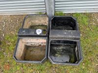 2 BLACK PLASTIC WATER TROUGHS