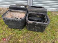 2 BLACK PLASTIC WATER TROUGHS - 2