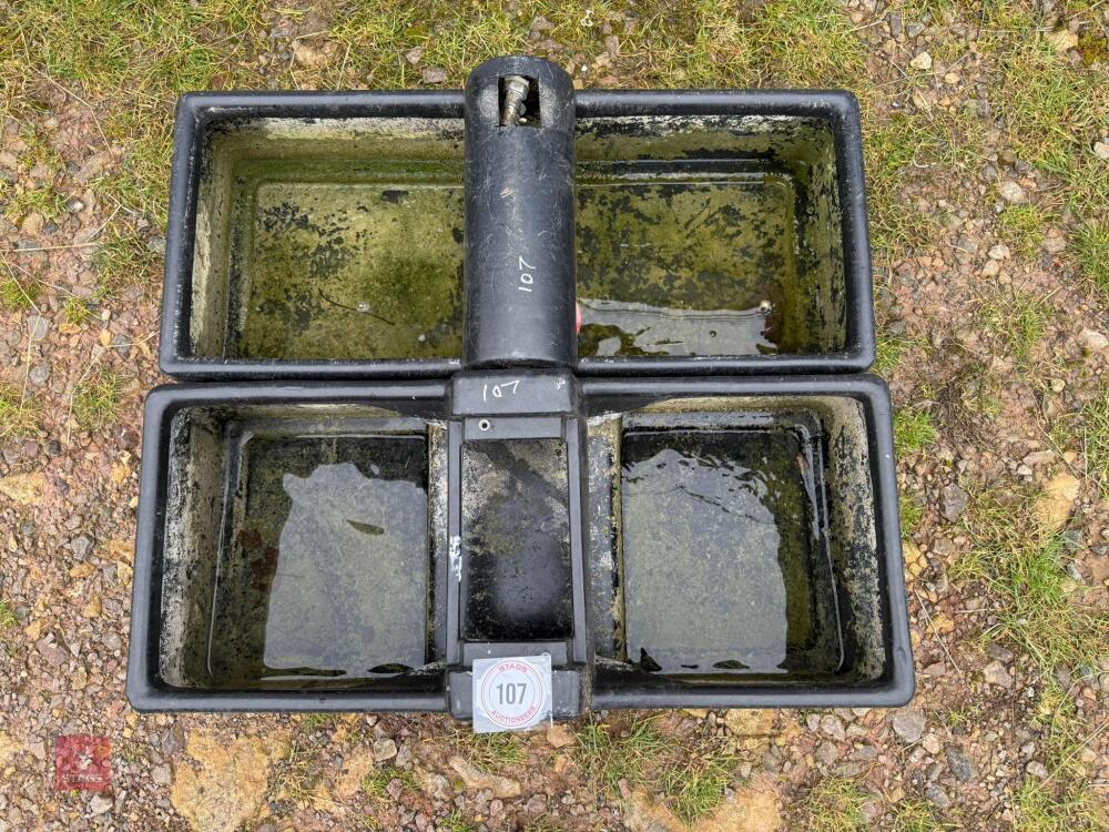 2 BLACK PLASTIC WATER TROUGHS