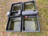2 BLACK PLASTIC WATER TROUGHS - 6