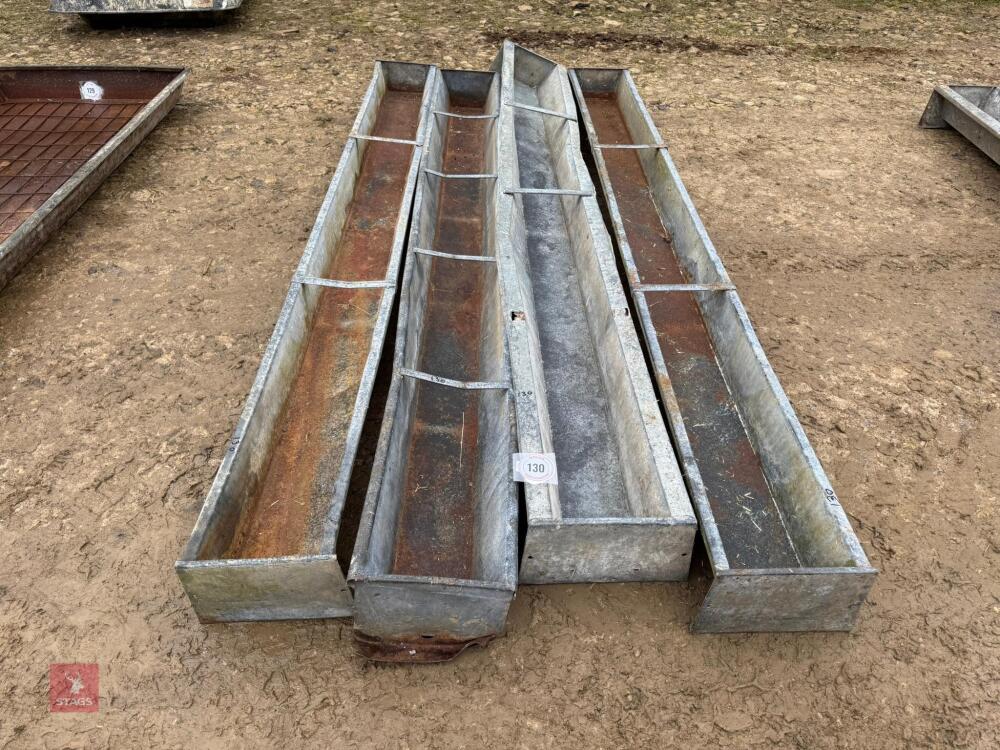 4 GALVANISED 9' GROUND FEED TROUGHS