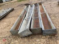 4 GALVANISED 9' GROUND FEED TROUGHS - 7
