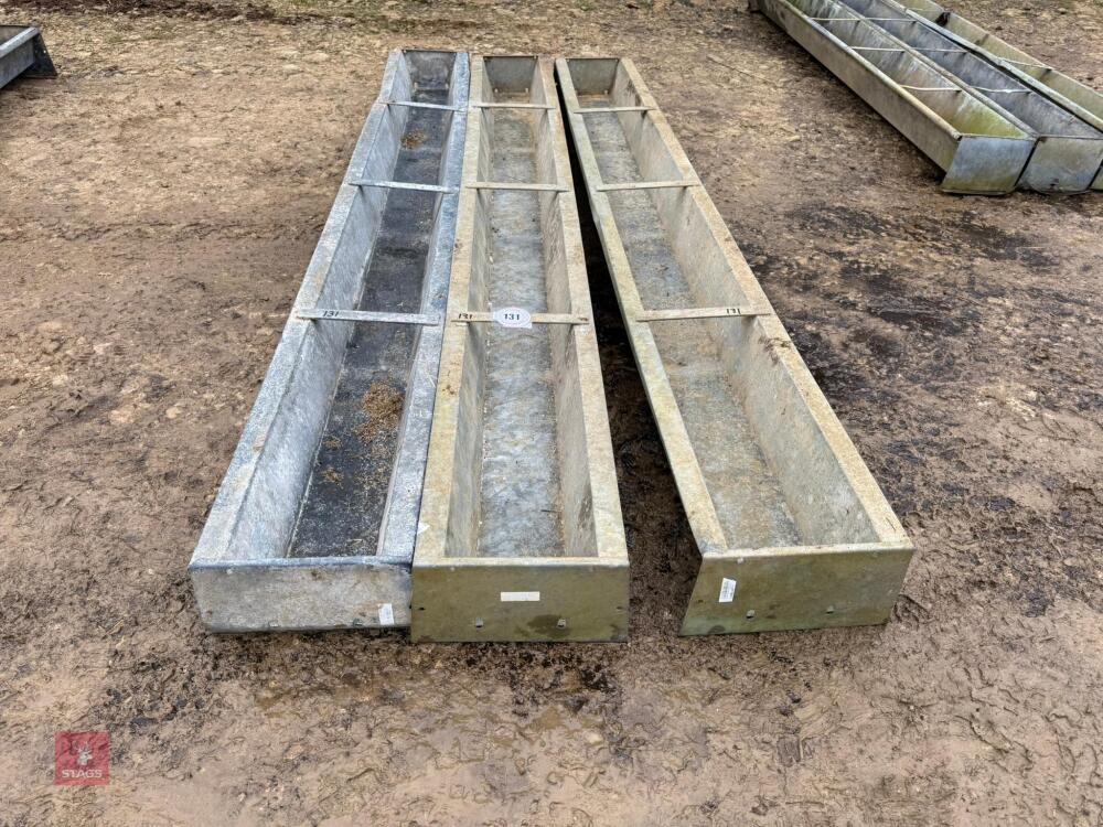 3 GALVANISED 9' GROUND FEED TROUGHS