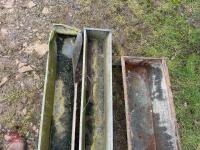 3 MIXED GALVANISED GROUND FEED TROUGHS - 2