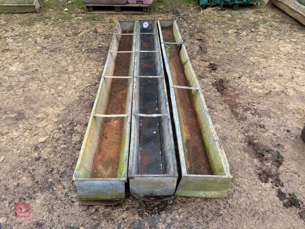 3 GALVANISED 9' GROUND FEED TROUGHS