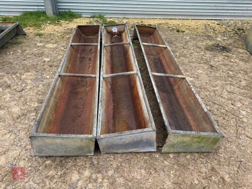 3 GALVANISED 8' GROUND FEED TROUGHS