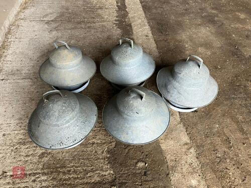 5 GALVANISED POULTRY FEEDERS