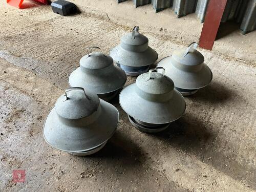 5 GALVANISED POULTRY FEEDERS