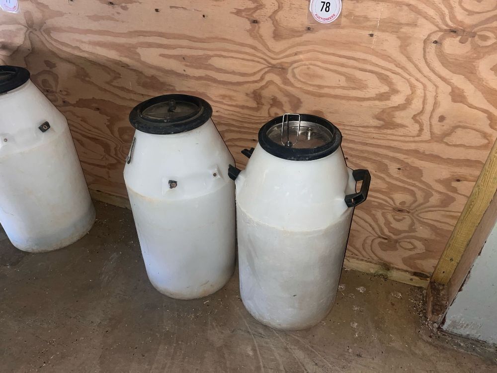 2 PLASTIC MILK CHURNS