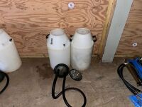 2 PLASTIC MILK CHURNS - 2