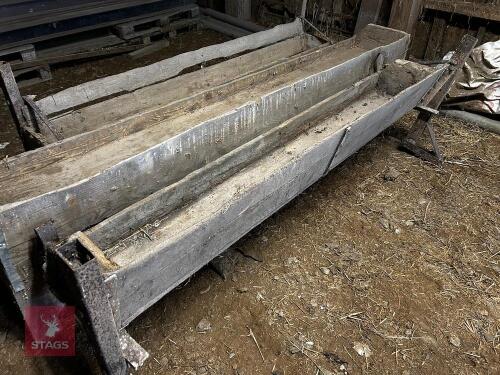 3 WOODEN FEED TROUGHS