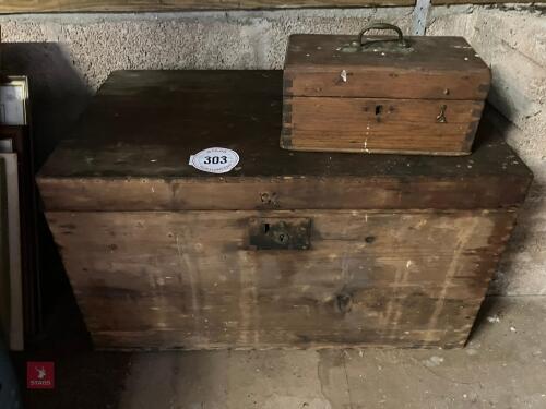 HARDWOOD CHEST & SMALL HARDWOOD BOX(303)