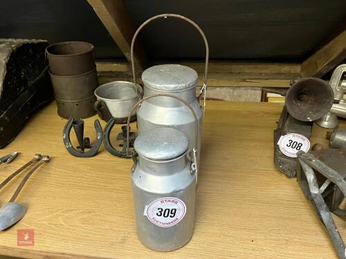 2 SMALL ALUMINIUIM CHURNS (309)