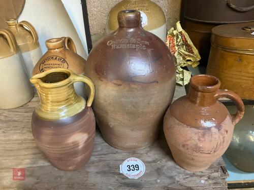 4 STONEWARE FLAGGONS (339)