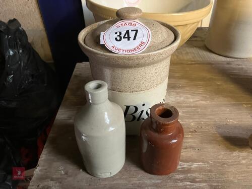 3 VARIOUS STONEWARE JARS (347)