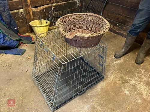 DOG CAGE & WICKER CAT BASKET