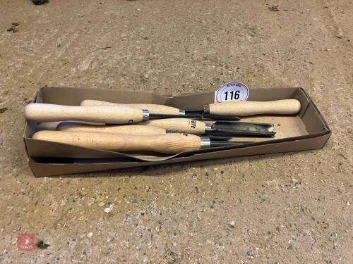 6 AXMINSTER CRAFT SPINDLE LATHE CHISELS