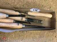 6 AXMINSTER CRAFT SPINDLE LATHE CHISELS - 4