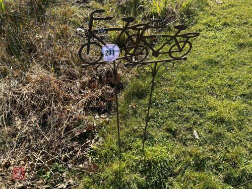 2 WROUGHT IRON BICYCLE GARDEN ORNAMENTS