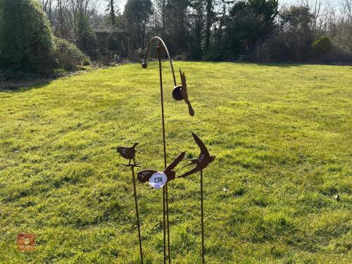 4 X WROUGHT IRON GARDEN ORNAMENTS