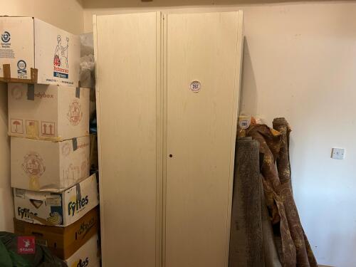 LARGE WOODEN CUPBOARD WITH 2 SHELVES