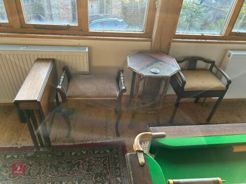 2 X PADDED SEAT WOODEN STOOL