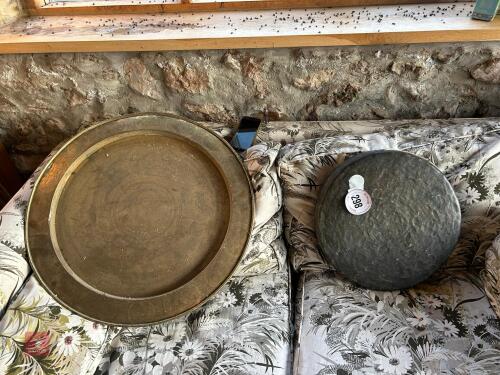 COPPER GONG AND LARGE COPPER PLATE