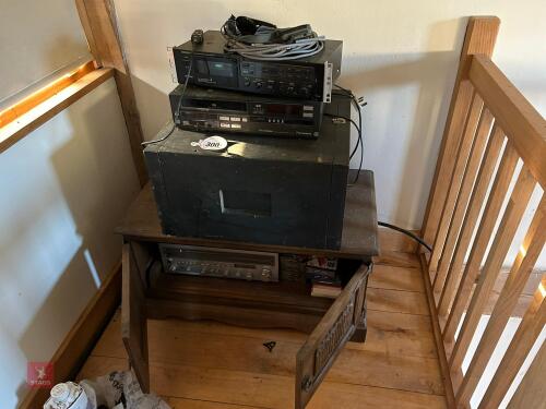 MEDIA PLAYERS AND WOODEN AUDIO CABINET