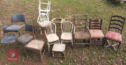 LRG QTY OF ANTIQUE CHAIRS