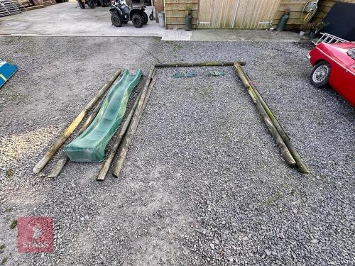 WOODEN DOUBLE SWING C/W 9' SLIDE