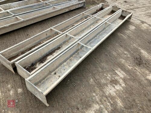 3 GALVANISED 9' GROUND FEED TROUGHS