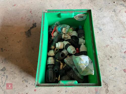BOX OF ASSORTED PLASTIC WATER FITINGS