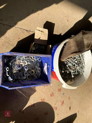 QTY OF 6'' NAILS & VARIOUS SIZE WASHERS