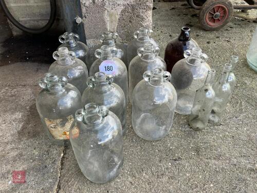 12 X DEMIJOHNS & 3 GLASS BOTTLES