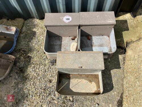 3 X METAL DRINKING TROUGHS