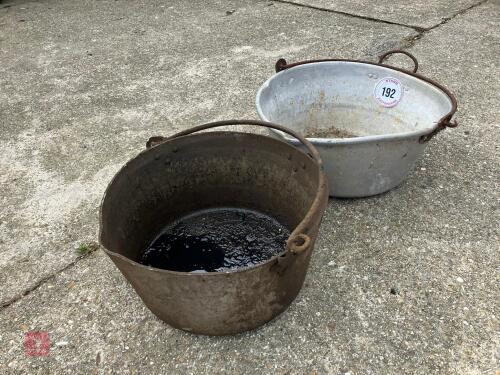 2 X METAL HANDLED BOWLS