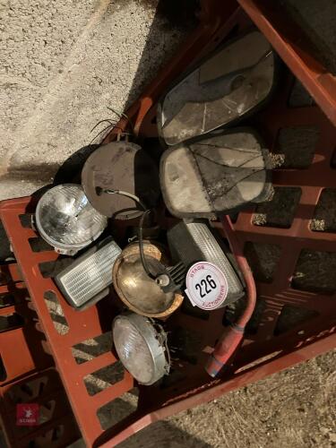 TRAY OF MIXED CINTAGE TRACTOR LIGHTS