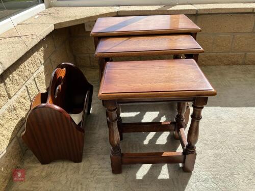 NET OF 3 COFFEE TABLES & MAGAZINE RACK