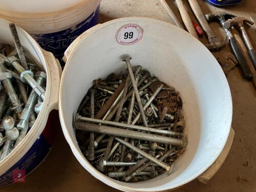 LARGE QTY OF VARIOUS BUCKETS OF BOLTS