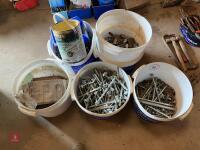 LARGE QTY OF VARIOUS BUCKETS OF BOLTS - 12