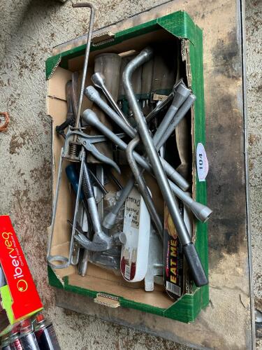 BOX OF HAND TOOLS, DRILL BITS, ETC