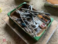 BOX OF HAND TOOLS, DRILL BITS, ETC - 7