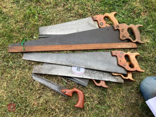 6 VARIOUS WOOD HAND SAWS