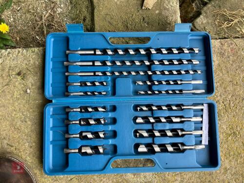 SET OF 15 WOOD AUGER DRILL BITS