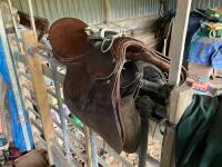 2 LEATHER SADDLES, STIRRUPS & BIT - 4