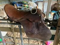 2 LEATHER SADDLES, STIRRUPS & BIT - 5