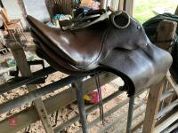 2 LEATHER SADDLES, STIRRUPS & BIT - 8