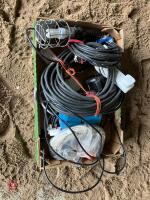 BOX OF EXTENTION LEADS & LEAD LIGHTS ETC - 2