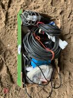 BOX OF EXTENTION LEADS & LEAD LIGHTS ETC - 3
